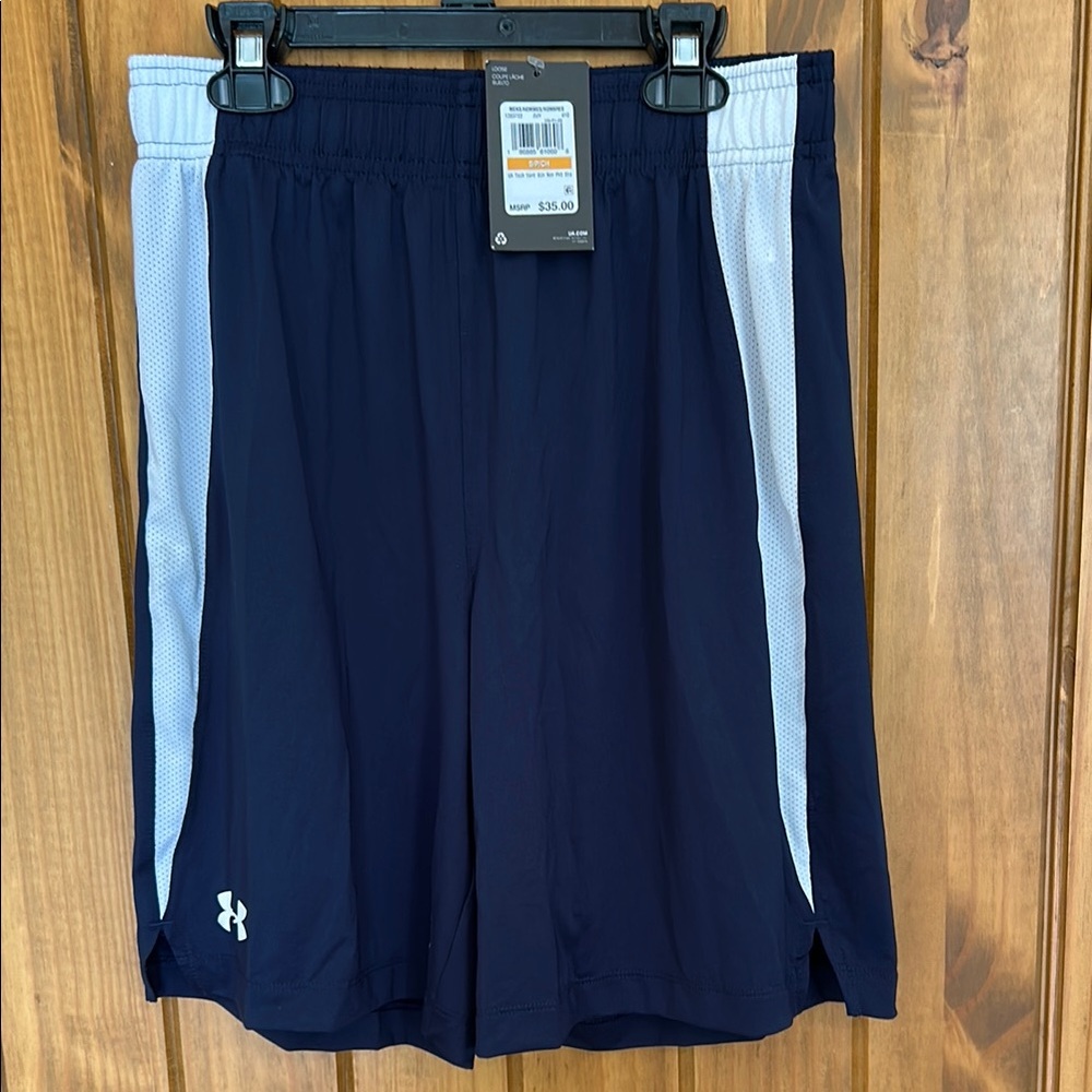 New with Tags! Under Armour Men's Navy and White Tech Vent 8in Shorts